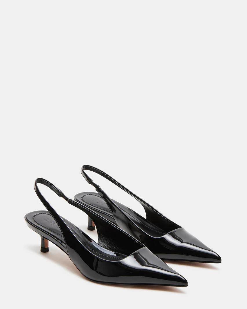 KITTIE Black Patent Kitten Heel Slingback Pump Heel | Women's Heels | Steve Madden (US)