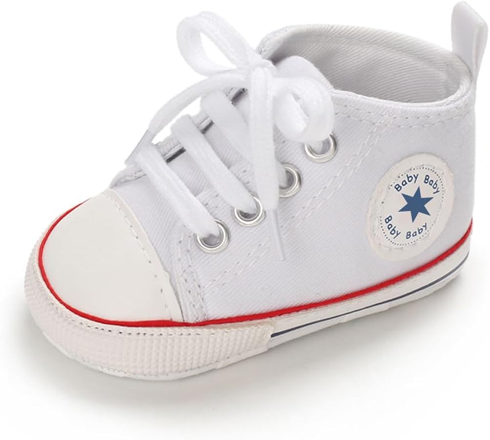 Unisex Baby Girls Boys Canvas High-top Shoes, Newborn Infant Anti-Slip Soft Sole Frist Walking Br... | Amazon (US)