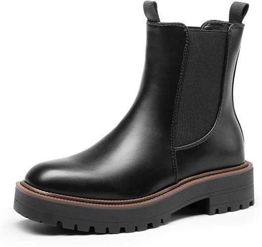 DREAM PAIRS Women's Chelsea Ankle Boots Square Toe Fashion Low Heel Lug Sole Platform Fall Bootie... | Amazon (US)