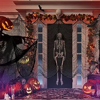Huryfox Halloween Creepy Cloth Decoration - 180 x 30in Halloween Black Decor Outdoor Decorations ... | Amazon (US)