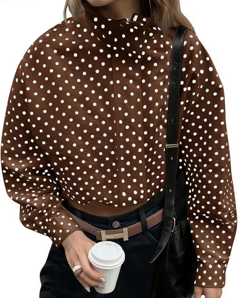 Tankaneo Womens Zip Up Cropped Jackets Polka Dot Oversized Jackets Spring Lightweight Trendy Casu... | Amazon (US)