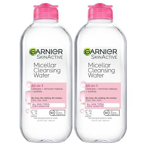 Garnier Micellar Water, Hydrating Facial Cleanser & Makeup Remover, Suitable for Sensitive Skin, Vegan, Cruelty Free, 13.5 Fl Oz (400mL), 2 Count | Amazon (US)