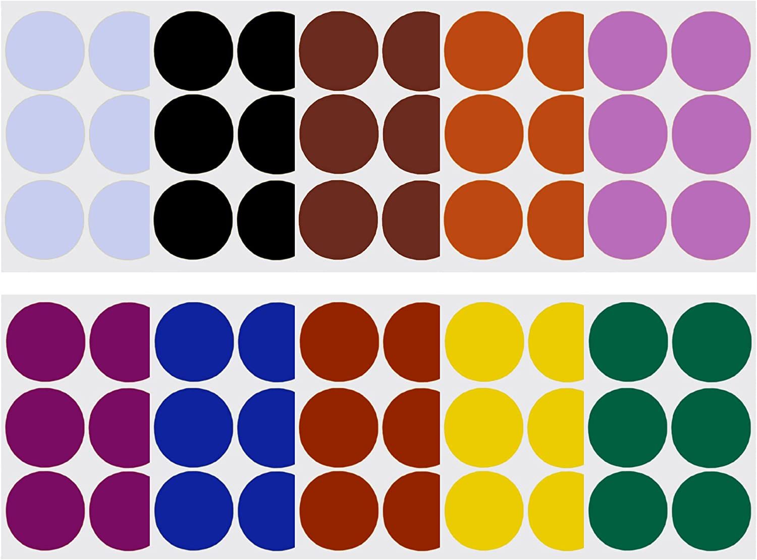 Round 2" inch Dot Stickers 10 Assorted Colors - Red, Yellow, Brown, Orange, Blue, Green, White, B... | Amazon (US)