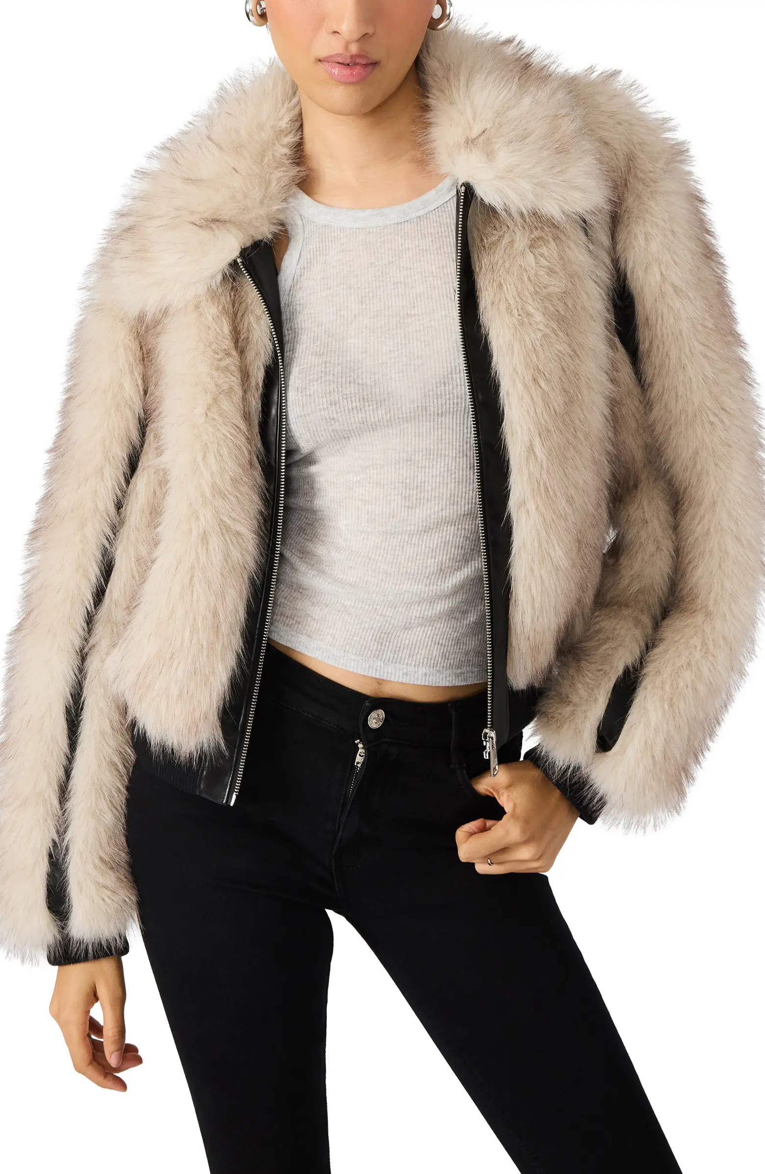 Steve Madden Charmaine Faux Fur & Faux Leather Jacket | Nordstrom | Nordstrom
