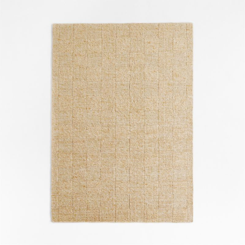 Chunky Squares Wool and Viscose Beige Kids Area Rug 5x8 | Crate & Kids | Crate & Barrel