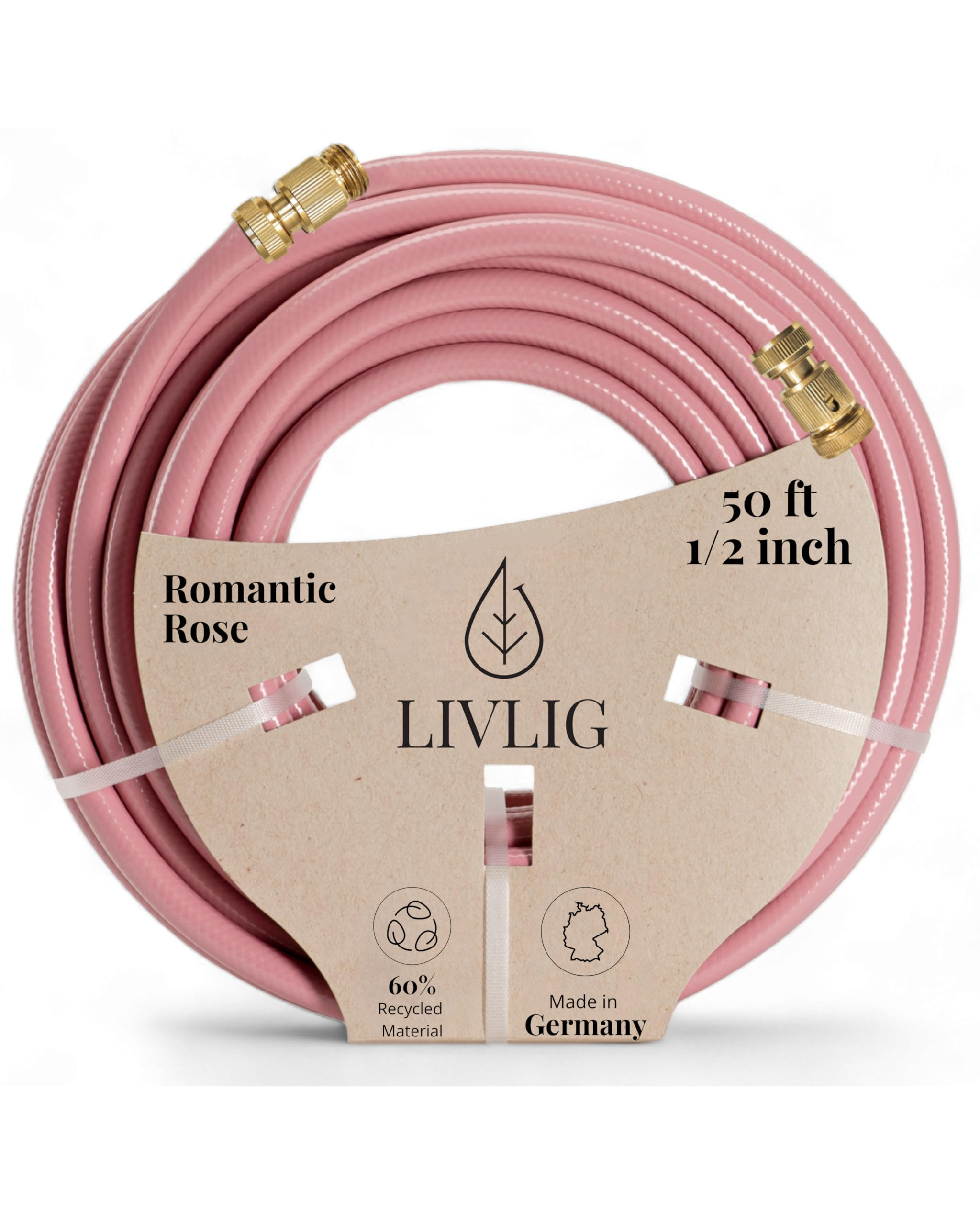 LIVLIG Design Garden Hose 50 ft 1/2 inch, For Any Nozzle, Brass Quick Connect, Water Hose Made in... | Amazon (US)