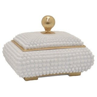 Three Hands Covered Box in White Resin 10in L x 8in W x 7in H | Bed Bath & Beyond