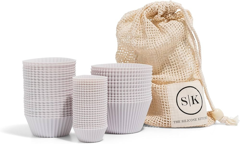 The Silicone Kitchen Reusable Silicone Baking Cups Gift Set Bundle, 24 Regular Baking Cups, 12 Ju... | Amazon (US)