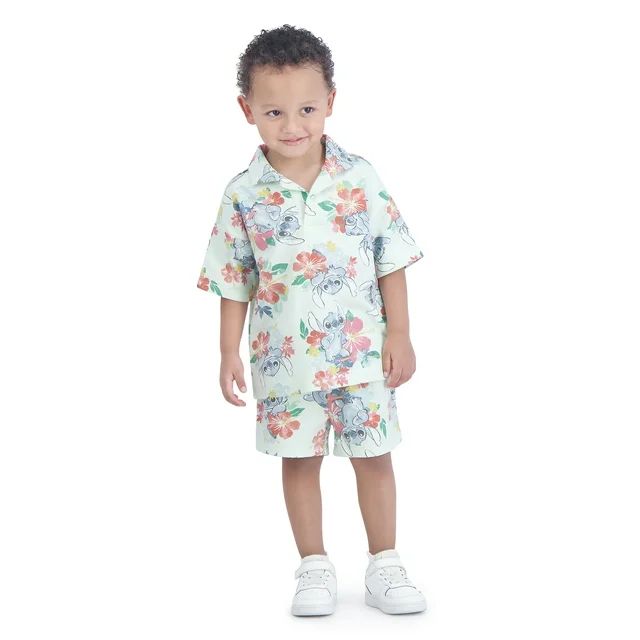 Stitch Toddler Boys’ Resort Shirt and Shorts Set, 2-Piece, Sizes 12M-5T | Walmart (US)
