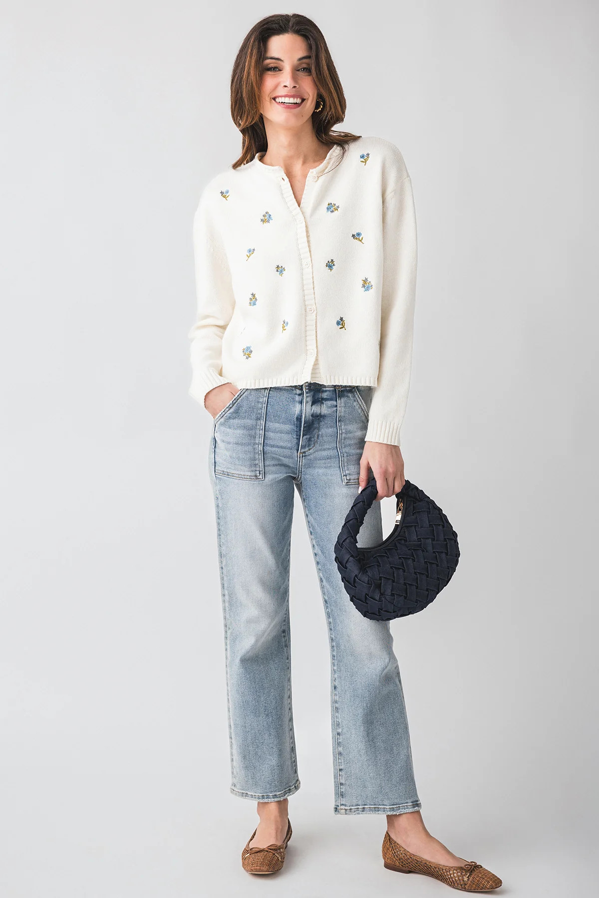 Wishlist Melissa Floral Embroidered Cardigan | Social Threads