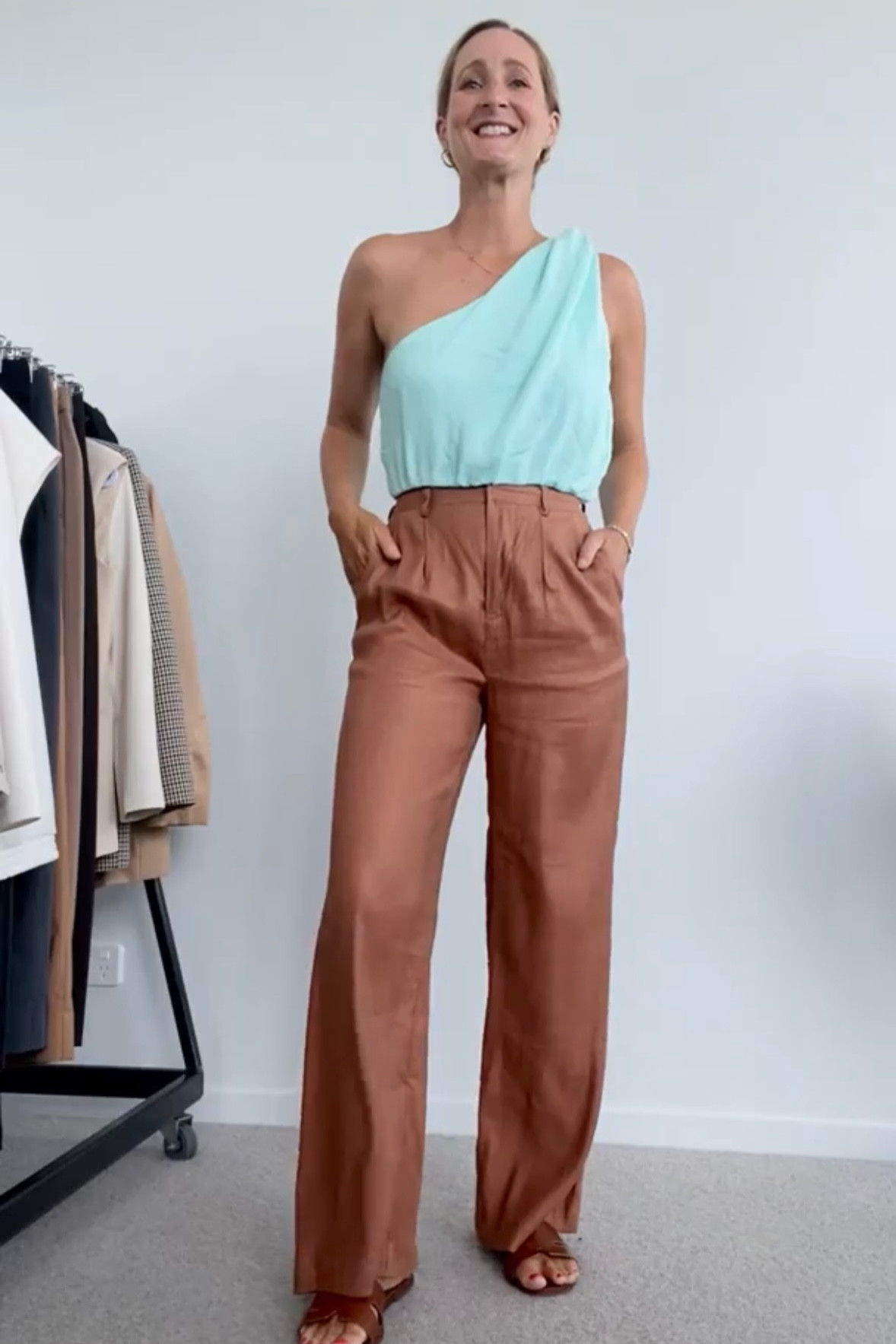Tan pants are always a wardrobe winner. 

Topis part of matching set but sold out ( from Sheike) Similar items are listed below  

#LTKaustralia #LTKunder100 #LTKstyletip