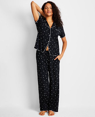 Women's Modal Fluid Knit Notch Collar Pajama Set | Macy's