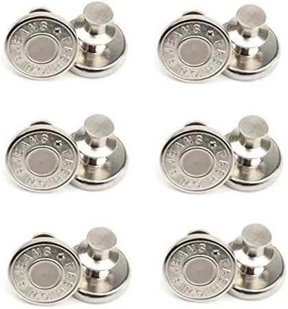 12 Sets 17mm Replacement Jean Buttons, No Sew Instant Button Detachable Pants Button Pins, Remova... | Amazon (US)