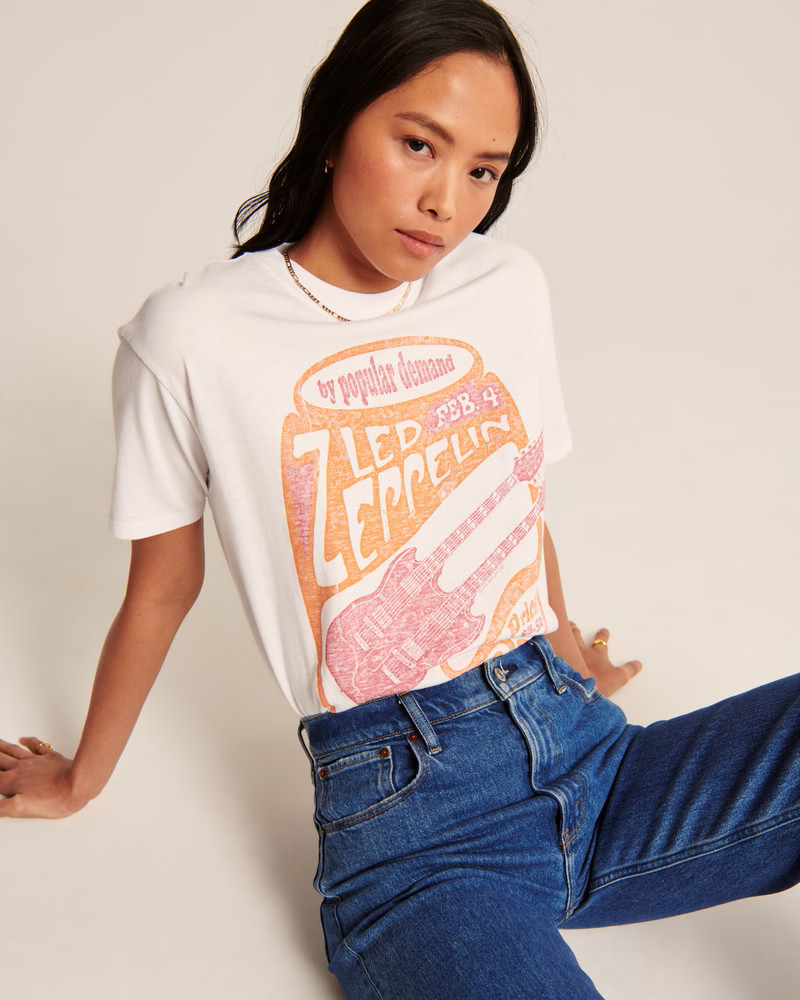 Women's Oversized Boyfriend Heavyweight Led Zeppelin Graphic Tee | Women's | Abercrombie.com | Abercrombie & Fitch (US)