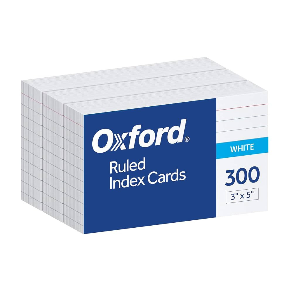 Oxford Ruled Index Cards, 3" x 5", White, Lined Index Flashcards, 300 per Pack (10022) | Amazon (US)