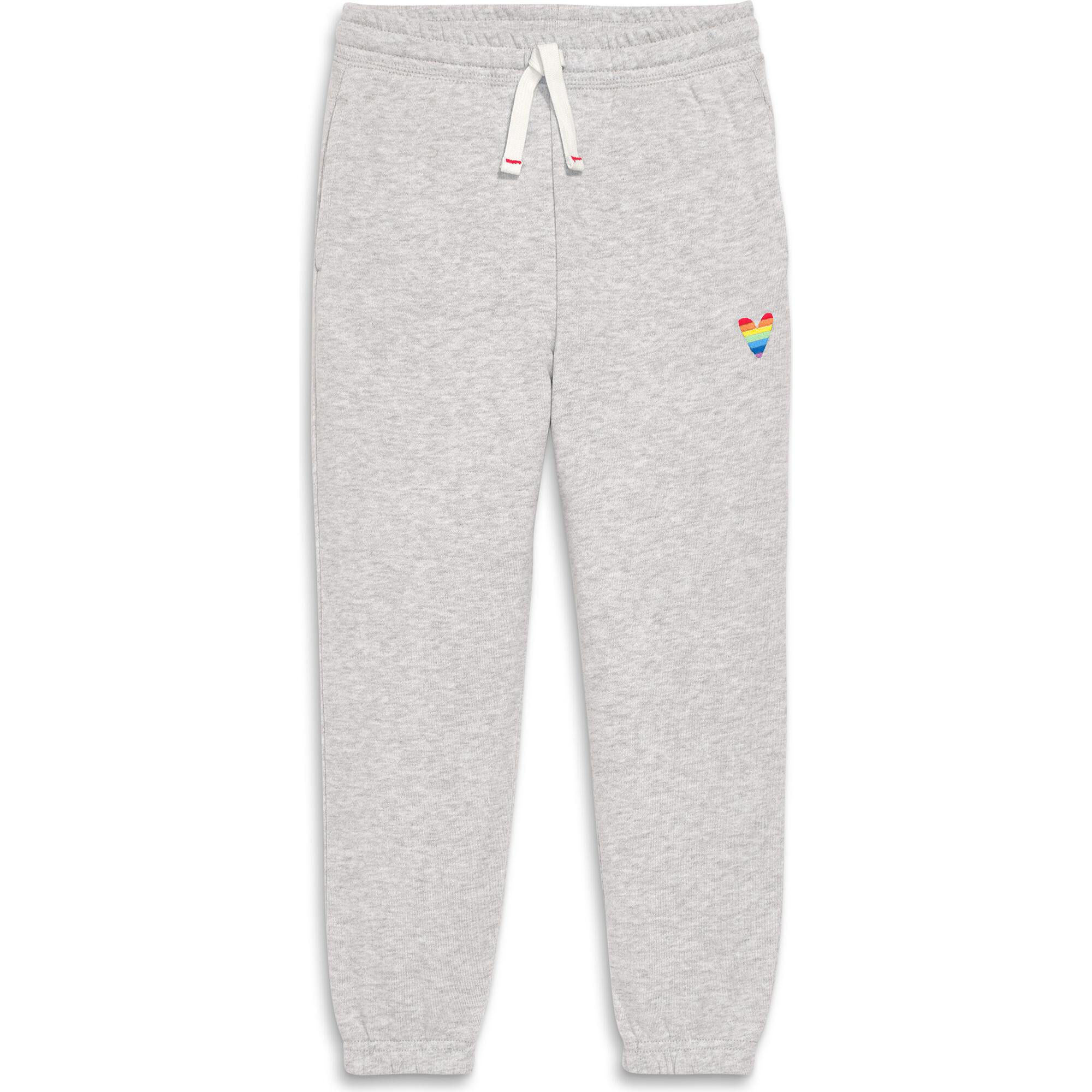 Kids Embroidered Rainbow Heart Sweatpant, Heather Silver - Primary Pants | Maisonette | Maisonette