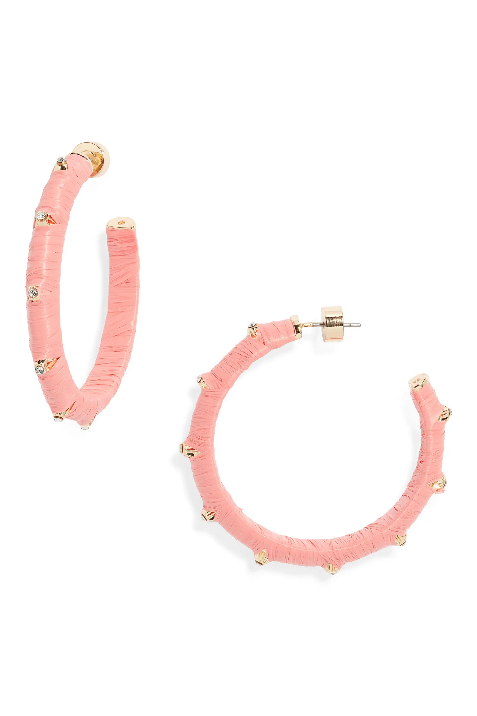Crystal Accent Raffia Wrapped Hoop Earrings (Women) | Nordstrom | Nordstrom