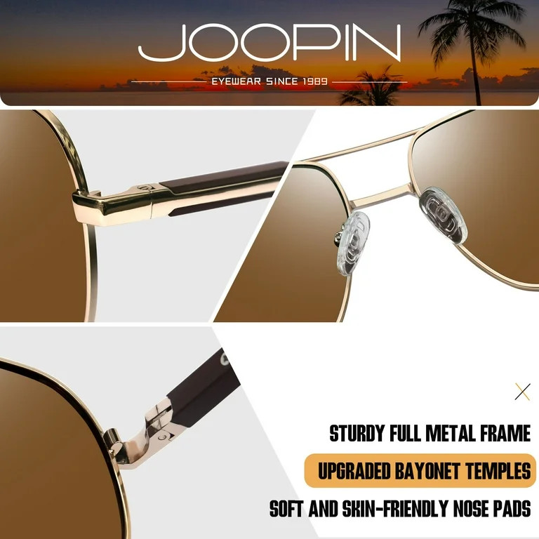 Joopin Pilot Sunglasses for Men , Classic Aviation Sun Glasses Polarized UV Protection, Trendy Me... | Walmart (US)
