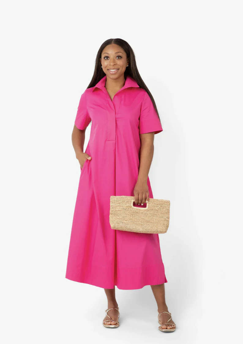Weekender Caftan Short Sleeve Lounge Dress - Island Pink | Quiet Culture