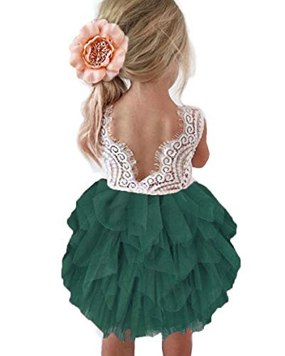 Topmaker Flower Girl Dress for Toddler Baby Girls,Lace Tulle Princess Dress for Wedding, Birthday Party, Photoshoot, Formal Events,Special Occasion (6-12 Month, Green) | Amazon (US)