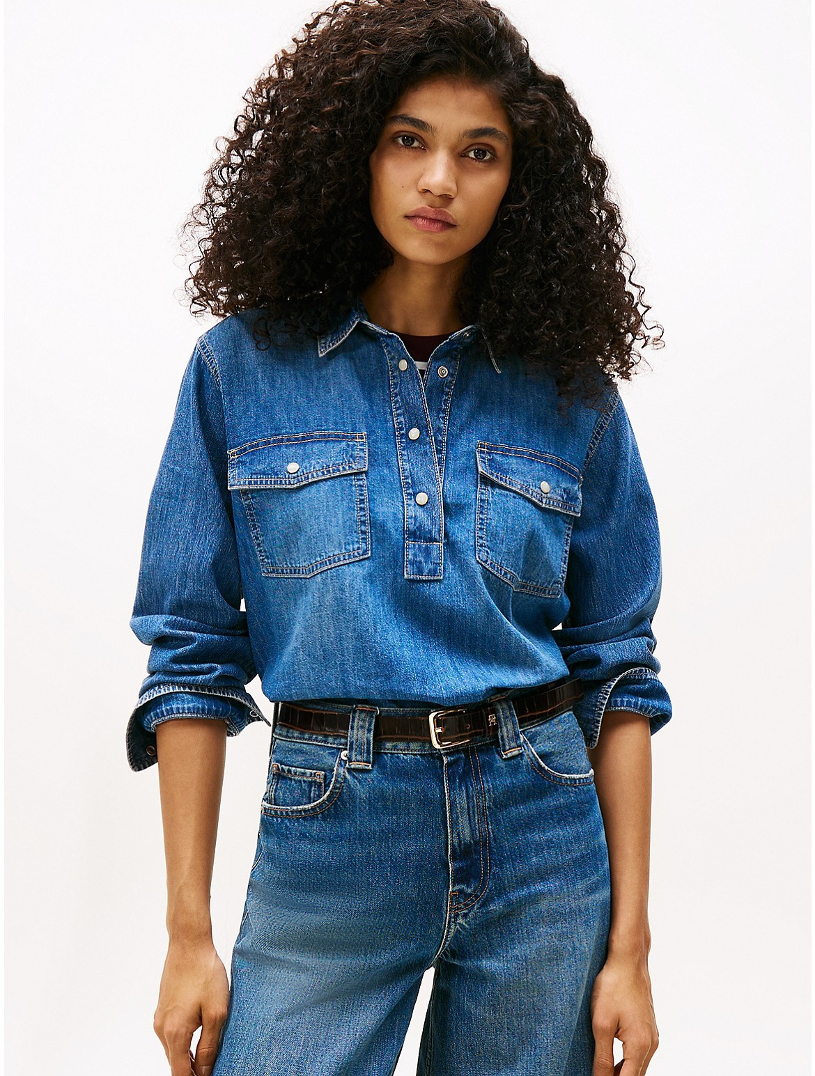 Tommy Hilfiger Women's Relaxed Lightweight Denim Shirt - Blue - XXS | Tommy Hilfiger (US)