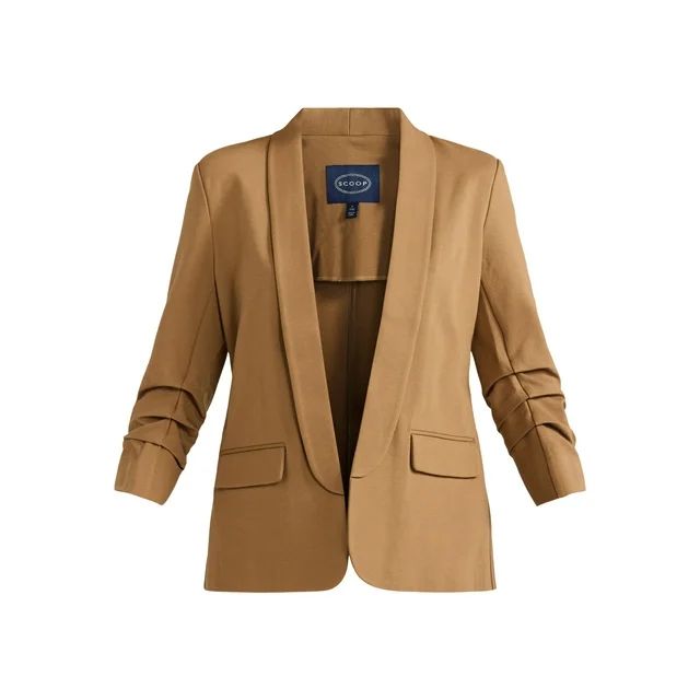 Scoop Women's Scrunch Sleeve Ponte Blazer with Shawl Collar, Sizes XS-XXL | Walmart (US)