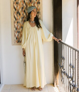Antonio Melani x Stephanie Covington Ashley Voile Ruched Scoop Neck Long Blouson Sleeve Caftan Ma... | Dillard's