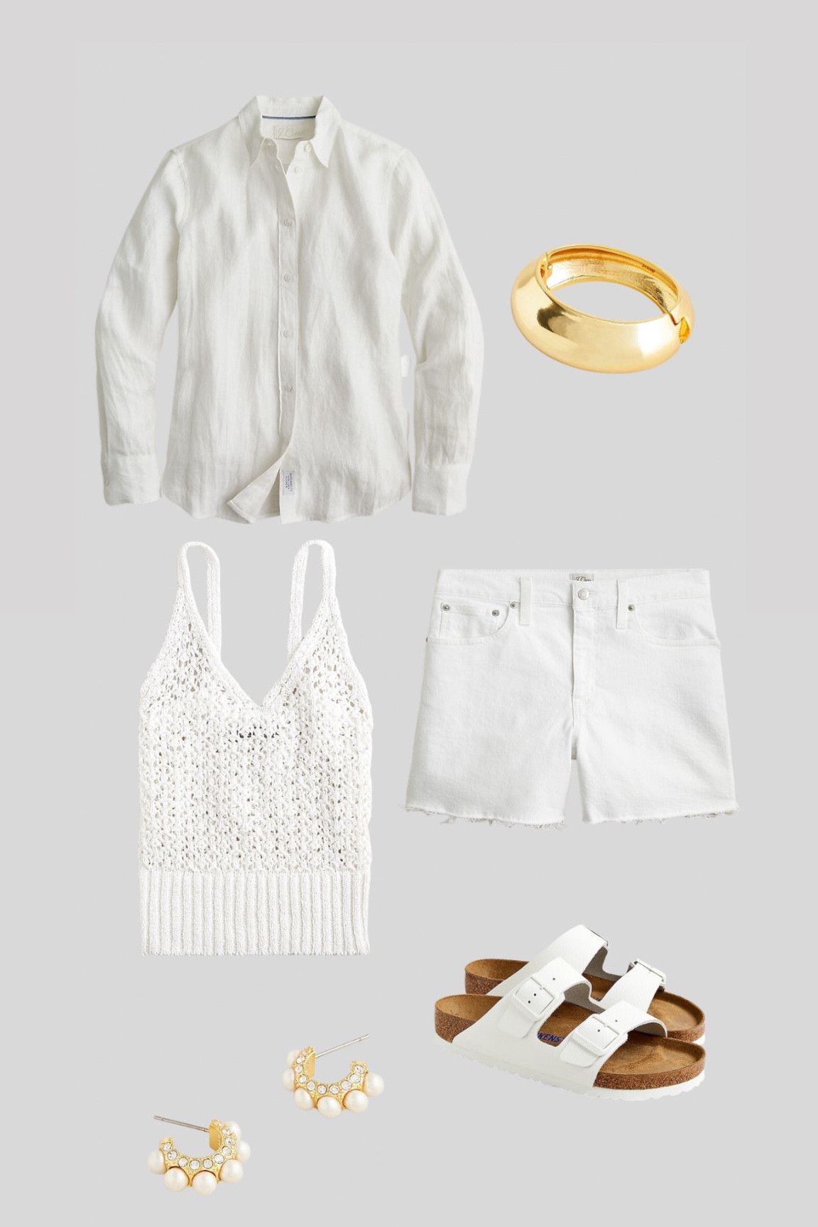 J.Crew white outfits 
White denim shorts
Knit tank tops
White button down shirt 
White Birkenstocks 
Gold bangle bracelet 
Gold earrings 
Summer outfit 
Dinner outfit 
Beach outfit 
East outfit 
Casual outfits 

#LTKStyleTip #LTKOver40