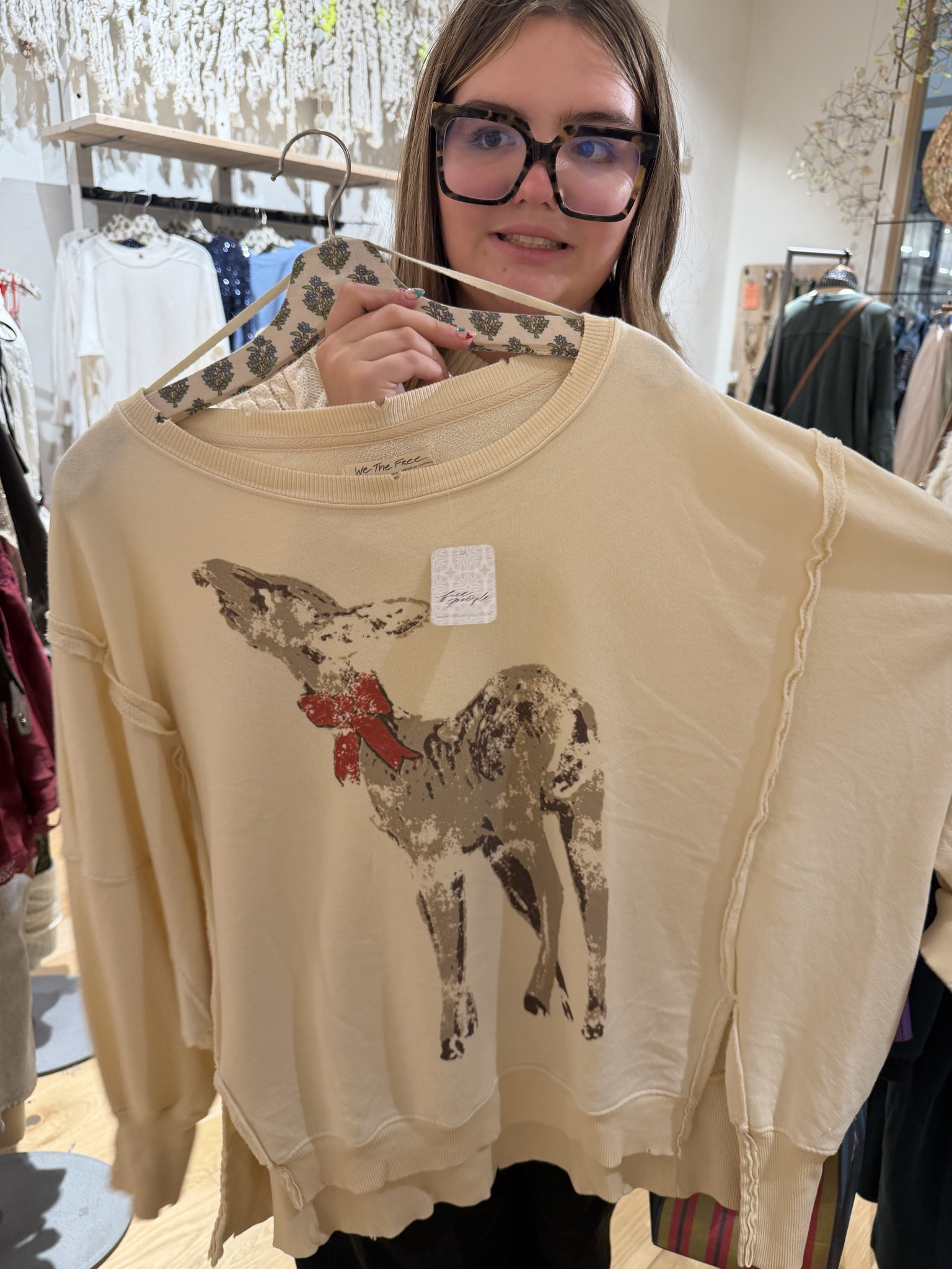 Adorable winter sweatshirt!  Love this one! 
#freepeople #heritagetee #reindeer 

#LTKootd #LTKGiftGuide #LTKHoliday