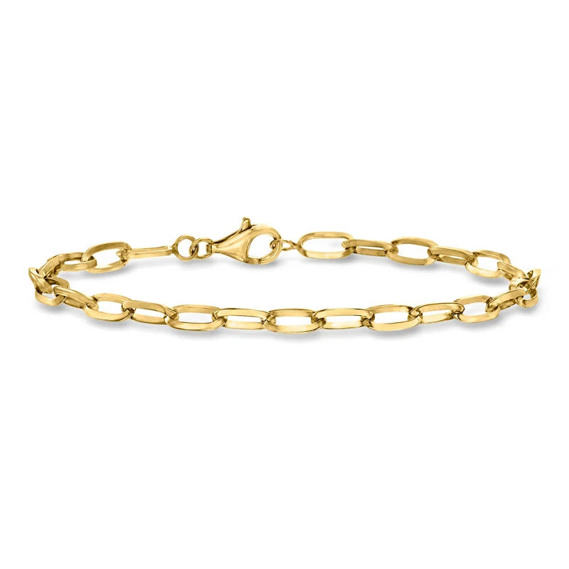 18kt Gold Over Solid Sterling Paper Clip Link Bracelet | Ross-Simons