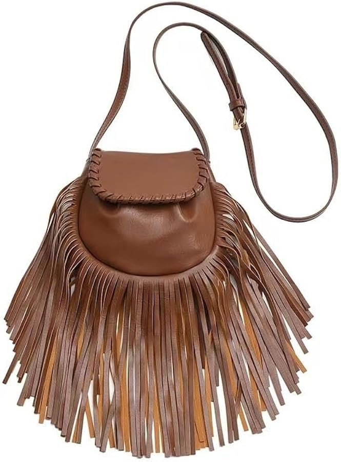 Women PU Leather Handbags Fringe Hobo Purse Bags Vintage Tassel Crossbody Shoulder Bag Gift for M... | Amazon (US)