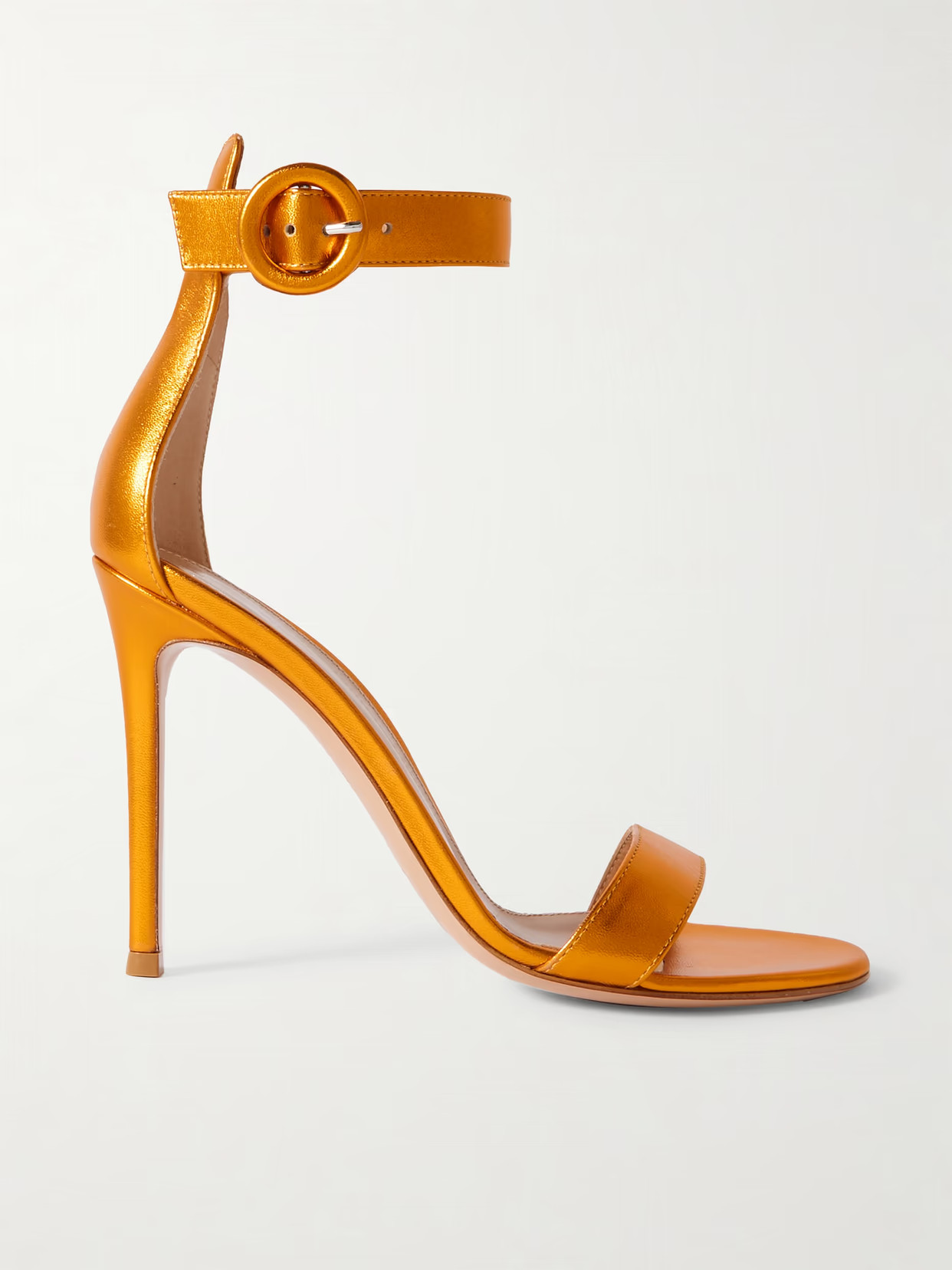 Gianvito Rossi - Portofino 105 Metallic Leather Sandals - Orange | NET-A-PORTER (UK & EU)