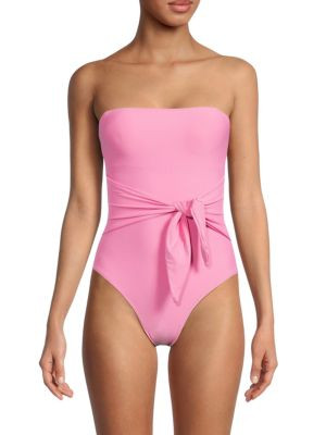 Tie Front Bandeau One-Piece Swimsuit | Saks Fifth Avenue OFF 5TH