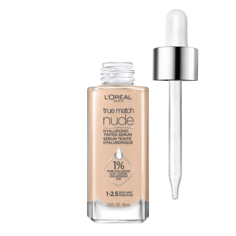 L'Oreal Paris True Match Nude Hyaluronic Tinted Serum Foundation Makeup, 1-2.5 Rosy Light, 1 fl o... | Walmart (US)