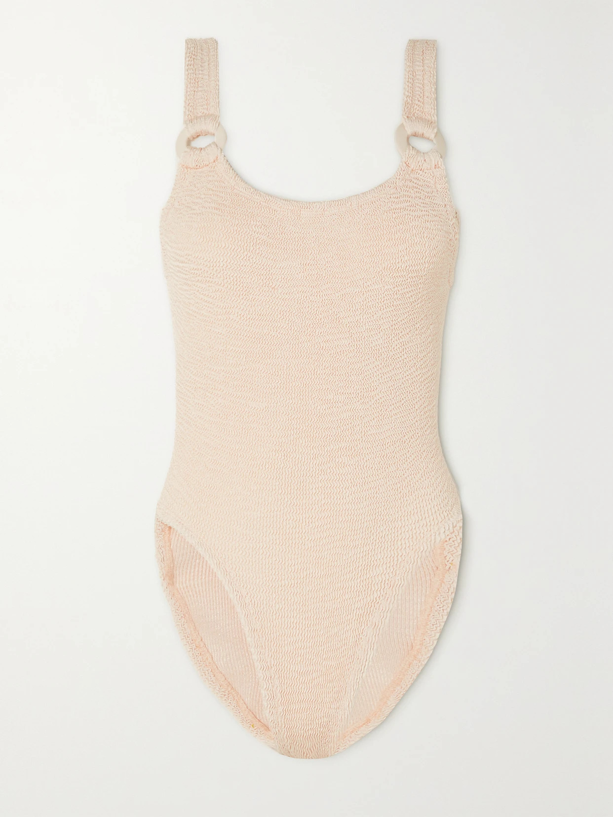 Hunza G - + Rose Inc Christy Seersucker Swimsuit - Cream | NET-A-PORTER (UK & EU)