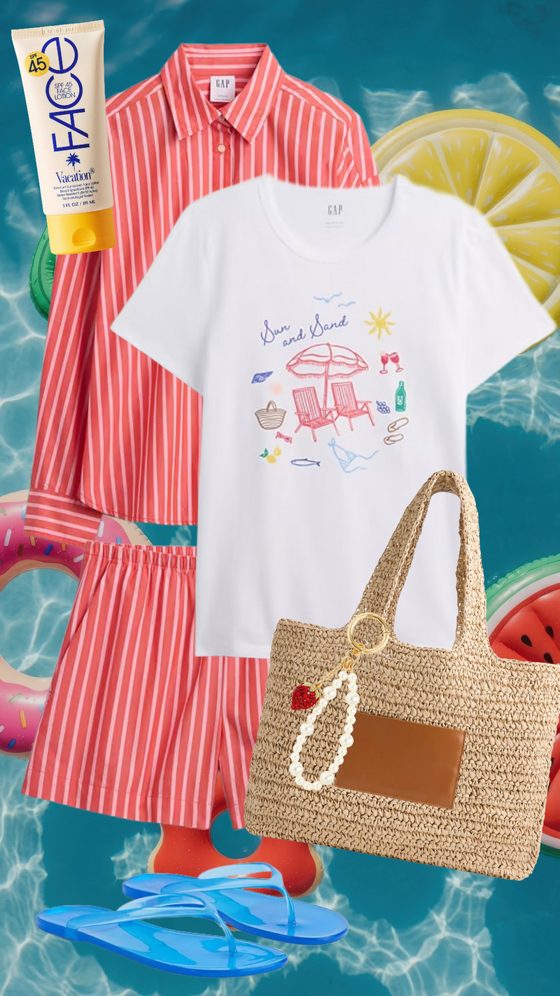 This pool day look is absolute perfection for summer☀️ I’m obsessed with this striped set from Gap🍓 

 #LTKootd #LTKSeasonal #LTKSwim