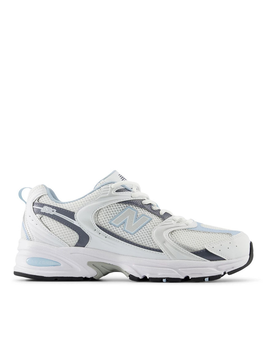 New Balance 530 sneakers in white and metallic blue | ASOS (Global)