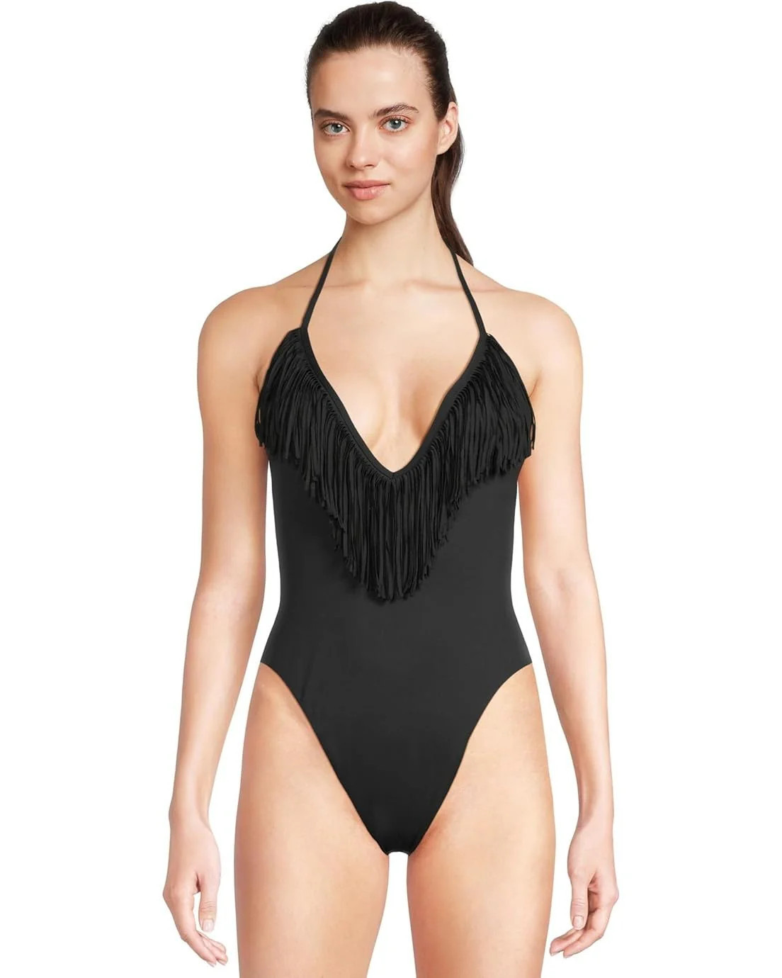 Women's L*Space Desert Days Swimsuit Black Stretch Fringe One-Piece RED311 | Shop Simon