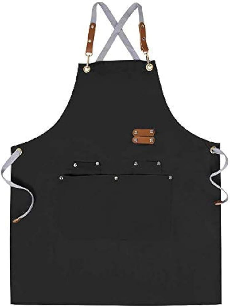 Chef Apron,Cross Back Apron for Men Women with Adjustable Straps and Large Pockets,Canvas,M-XXL (... | Amazon (CA)