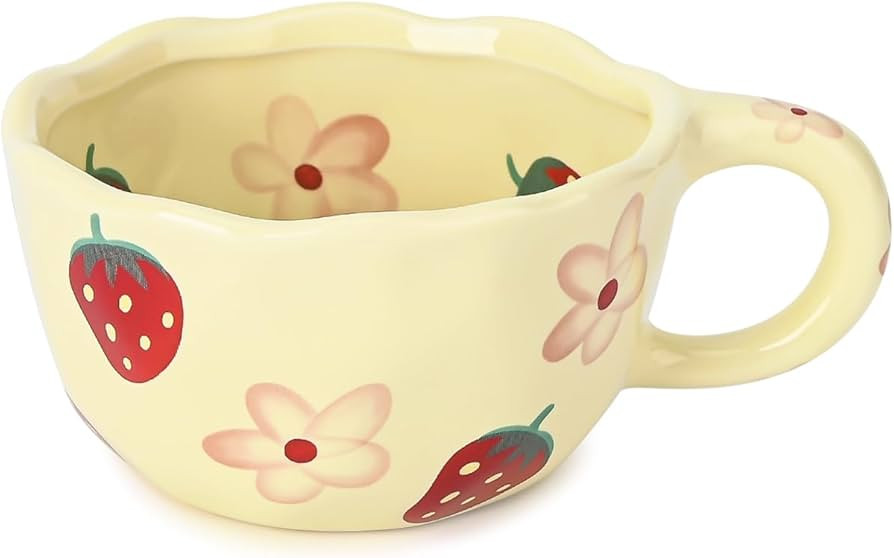 Koythin Ceramic Coffee Mug, Cute Floral Fruit Cup, Couple Mugs 8.5 oz/ 250 ml for Latte Tea Milk,... | Amazon (US)