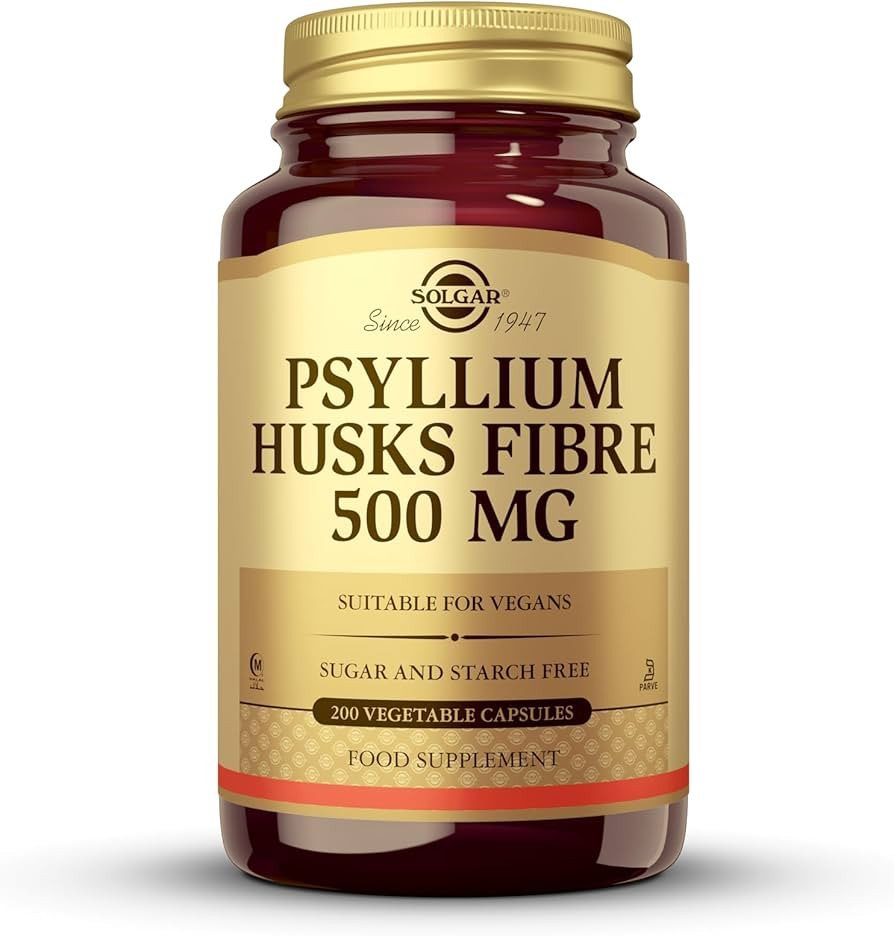 Solgar Psyllium Husks Fibre 500 Mg Vegetable Capsules - Pack of 200 - High in Soluble Fibre - Veg... | Amazon (UK)