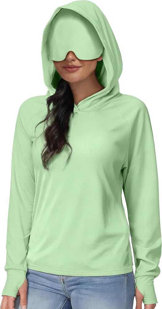 Kimmery UPF 50+ Hoodie with Eye Mask for Women Travel Sun Protection Shirt for Airplane Hiking Na... | Amazon (US)
