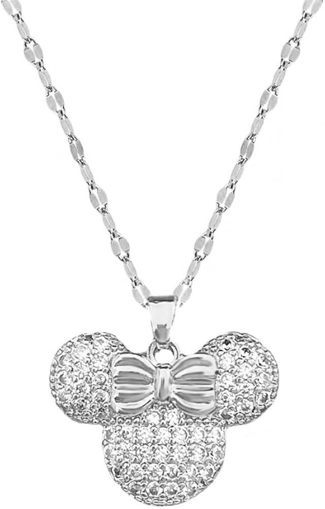 Dainty CZ Lady Mouse Pendant Necklace for Women Teen Girls Surgical Stainless Steel Hypoallergeni... | Amazon (US)