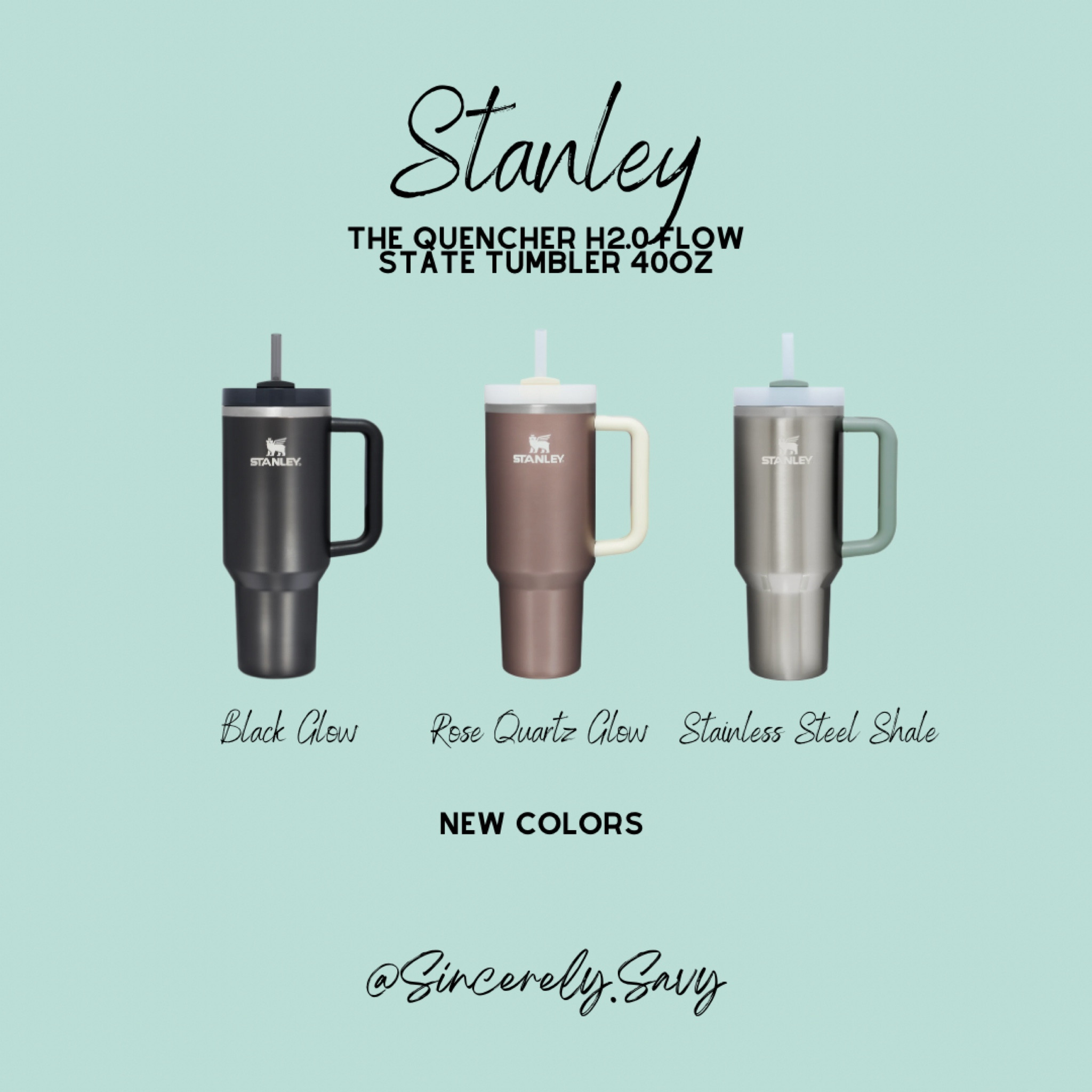 New color drop for #Stanley the Quencher H2.0 Flow StateTumbler 40oz Black Glow, Rose Quartz Glow, & Stainless Steel Shale 

#LTKFind #LTKGiftGuide #LTKunder50
