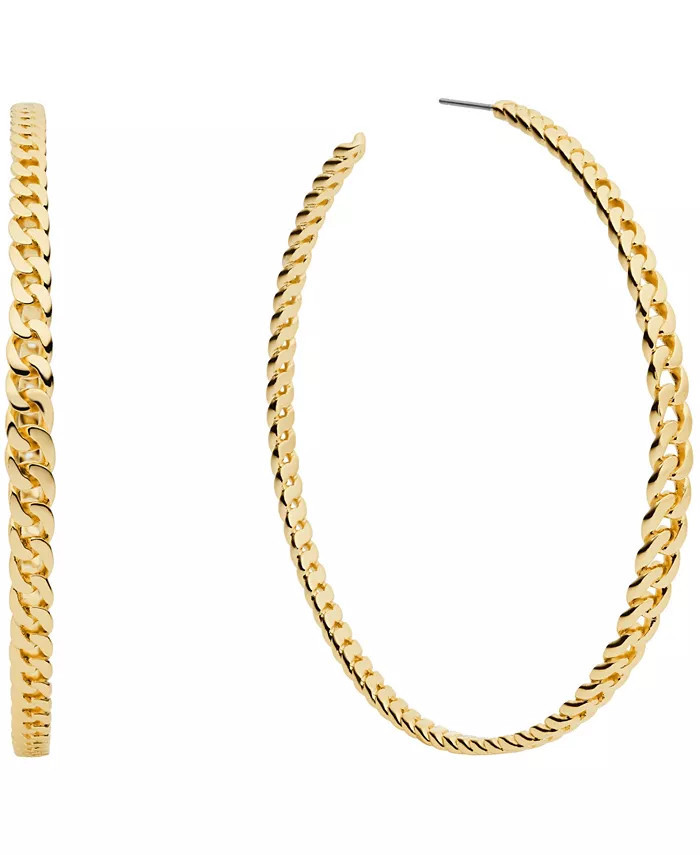 Statement Link Premium Gold-Tone Brass Hoop Earrings | Macys (US)