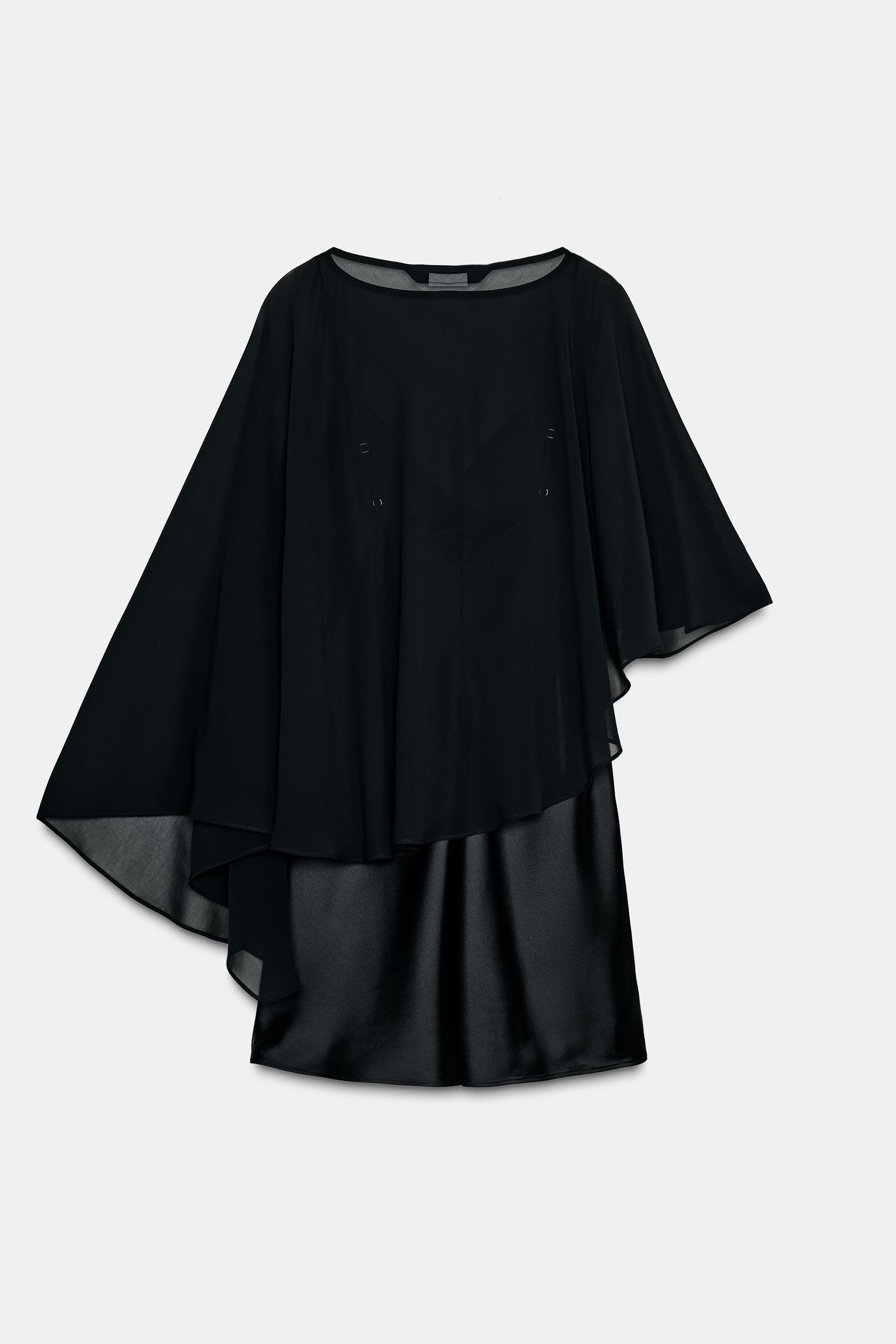 SHORT SATIN DRESS WITH CAPE DETAIL | Zara UK