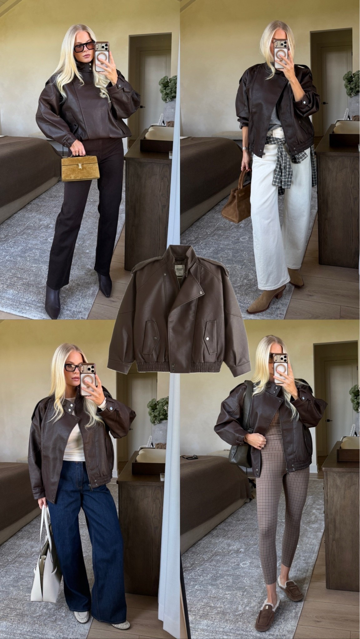 SIZE: med in jacket, 28 reg in all jeans, med in sweaters & flannel, small in cream ribbed long sleeve, med in workout set! #kathleenpost

Fall jacket faves, leather bomber jacket outfit, fall outfit inspo, fall fashion trends