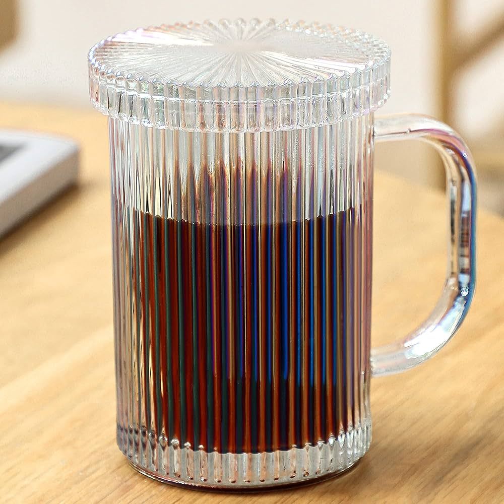 Lysenn Iridescent Glass Coffee Mug - Classic Vertical Stripes Tea Mug - Elegant Coffee Cup with G... | Amazon (US)