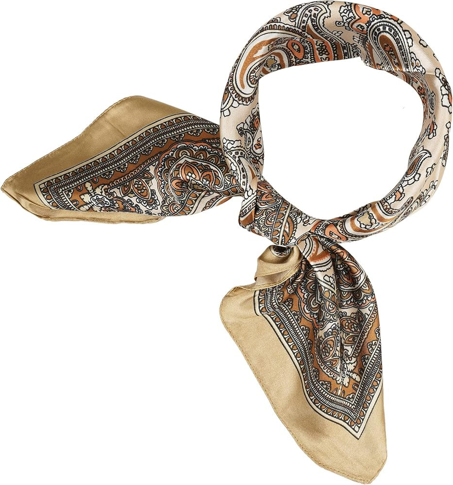 YOUR SMILE Silk Like Scarf Women’s Fashion Pattern Large Square Satin Headscarf Headdress 24''x24'' | Amazon (US)