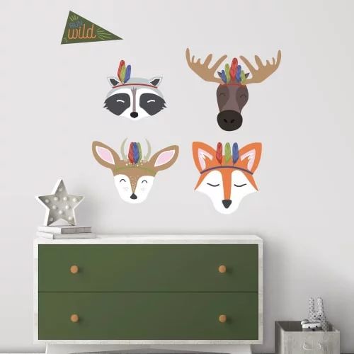 RoomMates Sleepy Woodland Animals Peel and Stick Giant Wall Decals, Brown and Orange, 15.03 in x ... | Walmart (US)